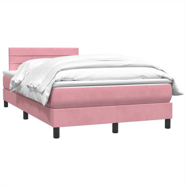 vidaXL Cama com molas/colch&atilde;o 120x210 cm veludo Rosa