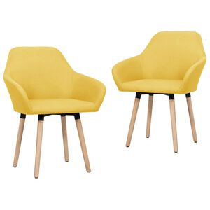 vidaXL Cadeiras de jantar 2 pcs tecido amarelo