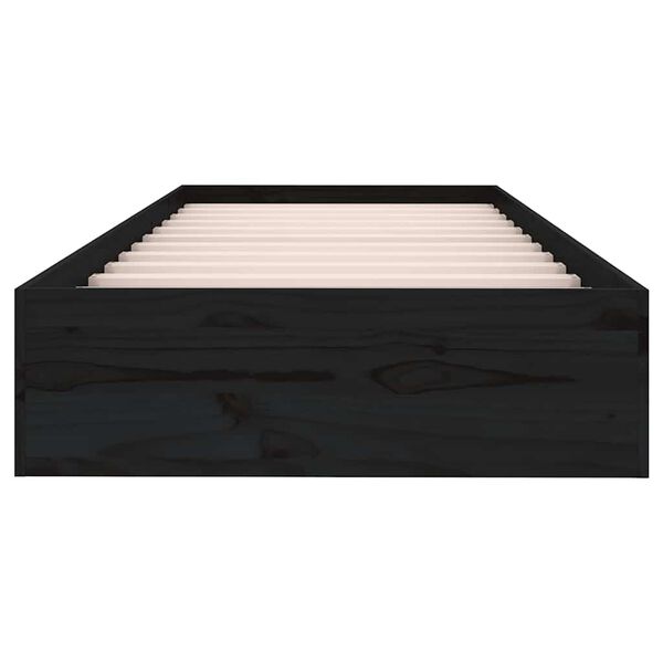 vidaXL Estrutura cama pequena solteiro 75x190 cm madeira maci&ccedil;a preto