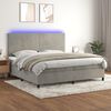 vidaXL Cama box spring c/ colch&atilde;o/LED 200x200 cm veludo cinzento-claro