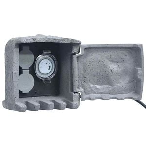 vidaXL Unidade com 2 tomadas para jardim resina de poli&eacute;ster cinzento