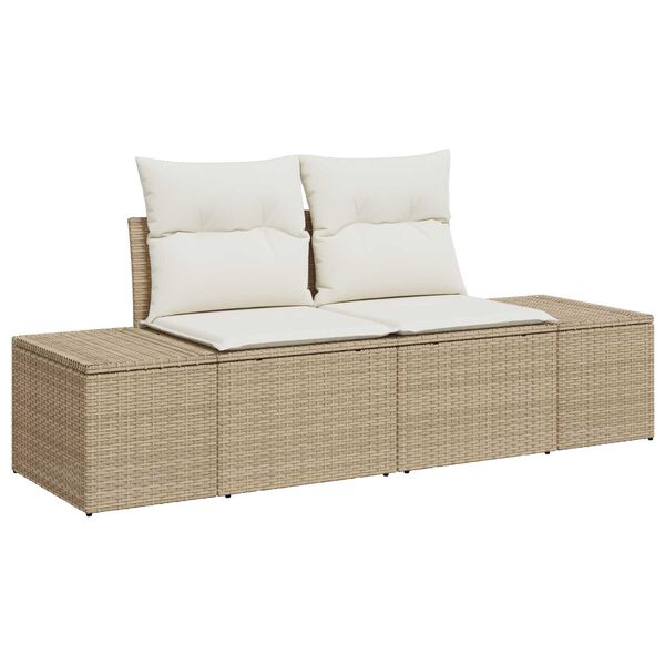 vidaXL Conjunto de Sof&aacute; de Jardim 9 pcs Bege Rattan Sint&eacute;tico