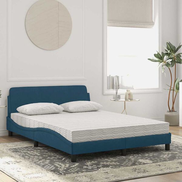 vidaXL Cama com colch&atilde;o Dover 120x200 cm veludo azul