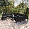 vidaXL 13 pcs conjunto lounge de jardim c/ almofad&otilde;es vime PE preto