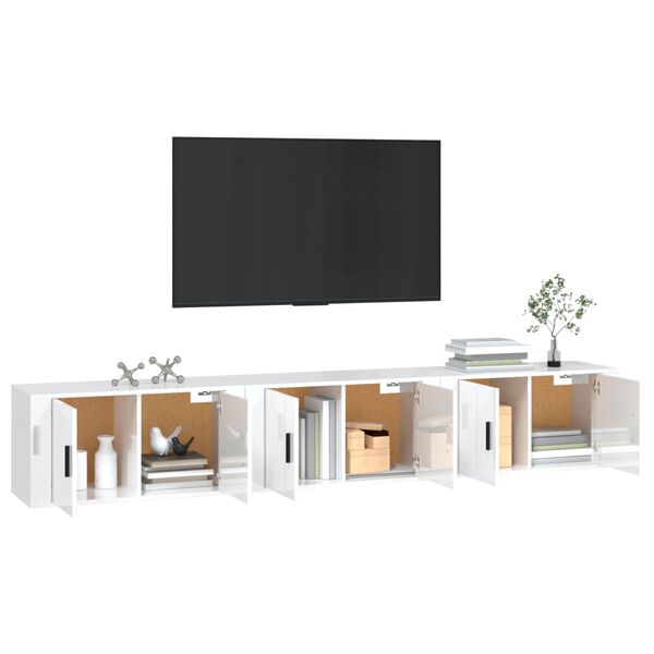 vidaXL M&oacute;veis de TV de parede 3 pcs 80x34,5x40 cm branco brilhante