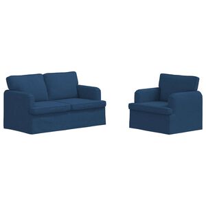 vidaXL Sof&aacute; 2 pcs Azul Dimens&otilde;es gerais: 144 x 80 x 85 cm (L x P x A)