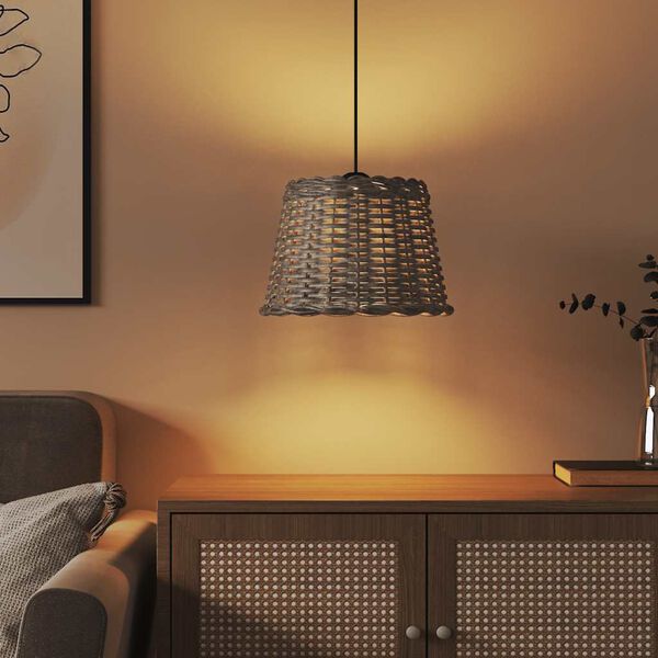 vidaXL Abajur de teto &Oslash;30x20 cm vime castanho