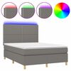 vidaXL Cama box spring c/ colch&atilde;o e LED 140x190 cm tecido cinza-escuro