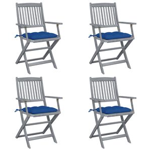vidaXL Cadeiras exterior dobr&aacute;veis c/ almofad&otilde;es 4 pcs ac&aacute;cia maci&ccedil;a
