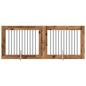 vidaXL Port&atilde;o de C&atilde;o com Suportes 2 pcs Madeira antiga 100 x 80 cm