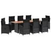 vidaXL Conjunto de Jantar para Exterior 9 unid. Preto vime PE