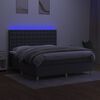 vidaXL Cama box spring c/ colch&atilde;o e LED 160x200 cm tecido cinza-escuro
