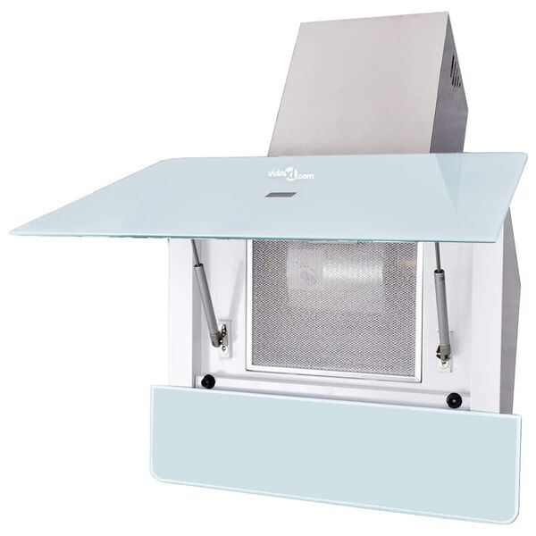 vidaXL Exaustor 600 mm vidro temperado branco