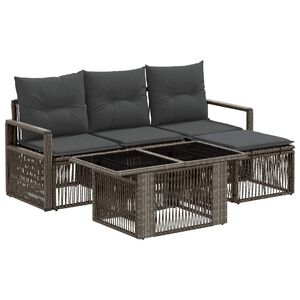 vidaXL Conjunto de Sof&aacute; de Jardim 5 unid. Cinza e Cinza Escuro vime PE