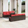 vidaXL Conjunto de Sof&aacute; de Jardim 9 pcs Marrom e Vermelho vime PE
