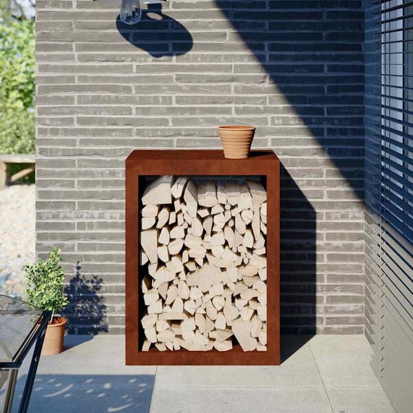 vidaXL Rack Lenha 60x40x80 cm a&ccedil;o resistente &agrave;s intemp&eacute;ries