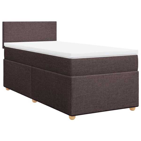 vidaXL Cama com molas/colch&atilde;o 90x190 cm tecido castanho-escuro