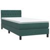 vidaXL Cama box spring c/ colch&atilde;o e LED 100x210 cm veludo verde-escuro