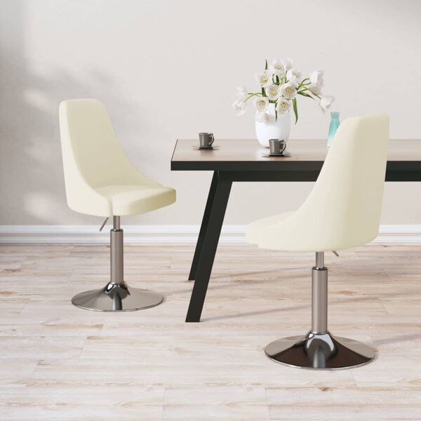 vidaXL Cadeiras de jantar girat&oacute;rias 2 pcs tecido cor creme