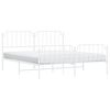 vidaXL Estrutura de cama com cabeceira e p&eacute;s 183x213 cm metal branco