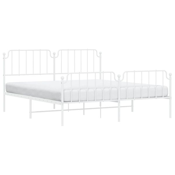 vidaXL Estrutura de cama com cabeceira e p&eacute;s 183x213 cm metal branco