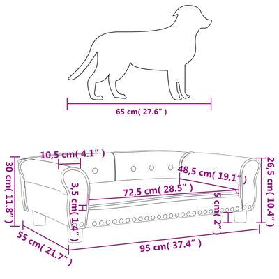 vidaXL Cama para cães 95x55x30 cm couro artificial castanho