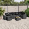 vidaXL 8 pcs conjunto sof&aacute;s de jardim com almofad&otilde;es vime PE preto