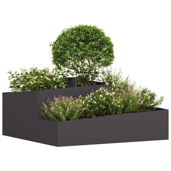 vidaXL Vaso de Jardim Preto 100 x 100 x 50 cm A&ccedil;o laminado a frio