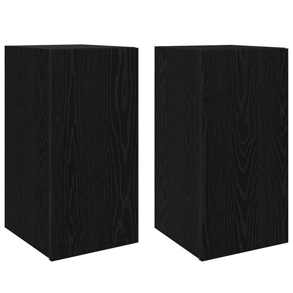 vidaXL Gabinete de TV de Parede 2 pcs Carvalho Preto 30,5 x 30 x 60 cm
