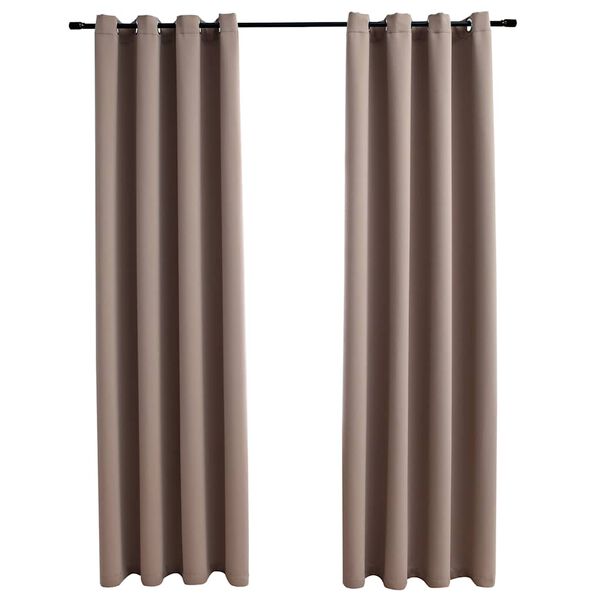 vidaXL Cortinas opacas c/ argolas 2 pcs 140x175cm cinzento-acastanhado
