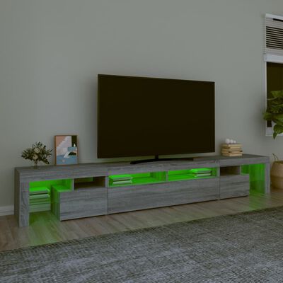 vidaXL Móvel de TV com luzes LED 260x36,5x40 cm sonoma cinza