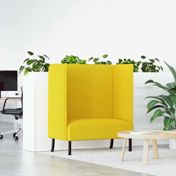 vidaXL Sof&aacute; de Encosto Alto 101cm Amarelo-claro tecido