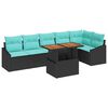 vidaXL Conjunto de Jantar para Jardim 7 pcs Preto e Azul-petr&oacute;leo