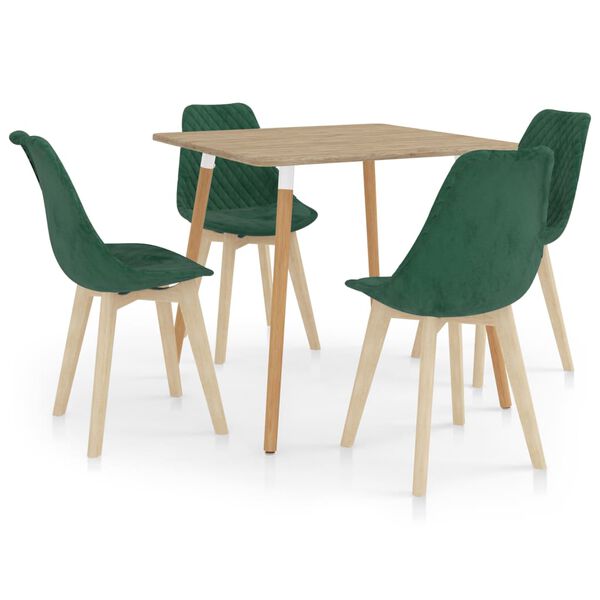 vidaXL 5 pcs conjunto de jantar verde-escuro