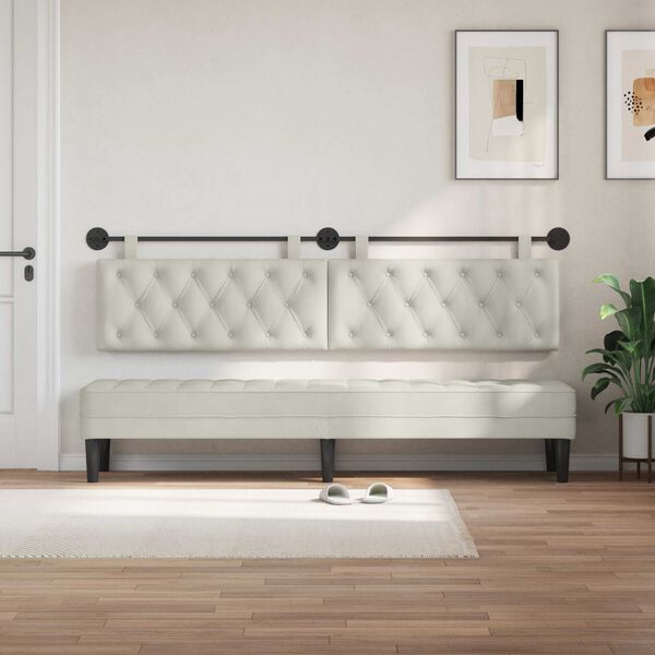 vidaXL Cabeceira Suspensa Creme 210 x 55 x 7 cm Veludo