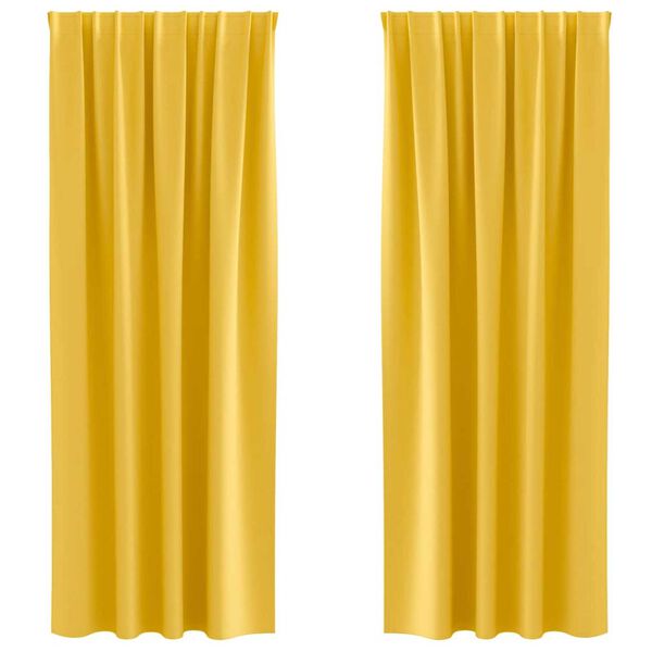 vidaXL Cortinas Blackout com Argolas 2 pcs Amarelo Mostarda
