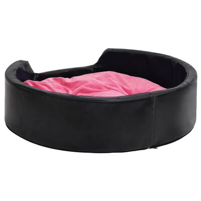 vidaXL Ninho p/ cães 99x89x21 cm pelúcia/couro artificial preto e rosa