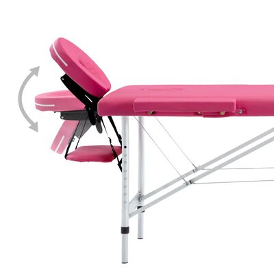 vidaXL Mesa de massagens dobrável 4 zonas alumínio rosa