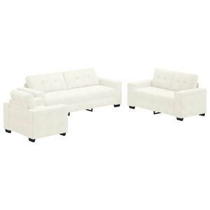 vidaXL Conjunto de Sof&aacute;s 3 unid. Creme Veludo