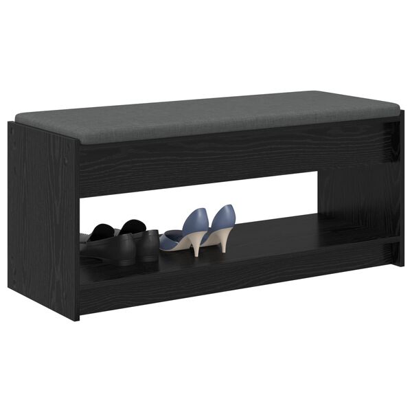 vidaXL Banco de Hall com almofada Carvalho Preto 103 x 38 x 45 cm