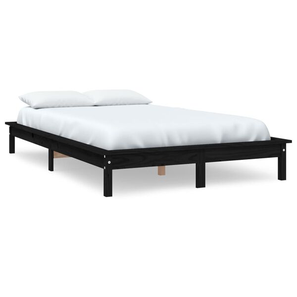 vidaXL Estrutura de cama 160x200 cm pinho maci&ccedil;o preto