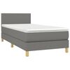 vidaXL Cama box spring c/ colch&atilde;o e LED 90x190 cm tecido cinza-escuro