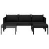 vidaXL 3 pcs conjunto lounge de jardim c/ almofad&otilde;es vime PE preto