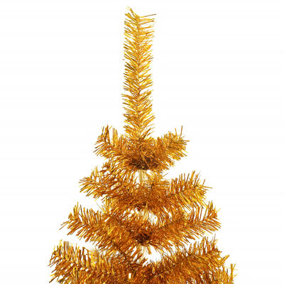 vidaXL Árvore de Natal artificial com suporte 180 cm PET dourado