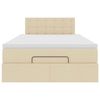 vidaXL Estrutura de cama otomana com colch&atilde;o 120x190 cm tecido creme