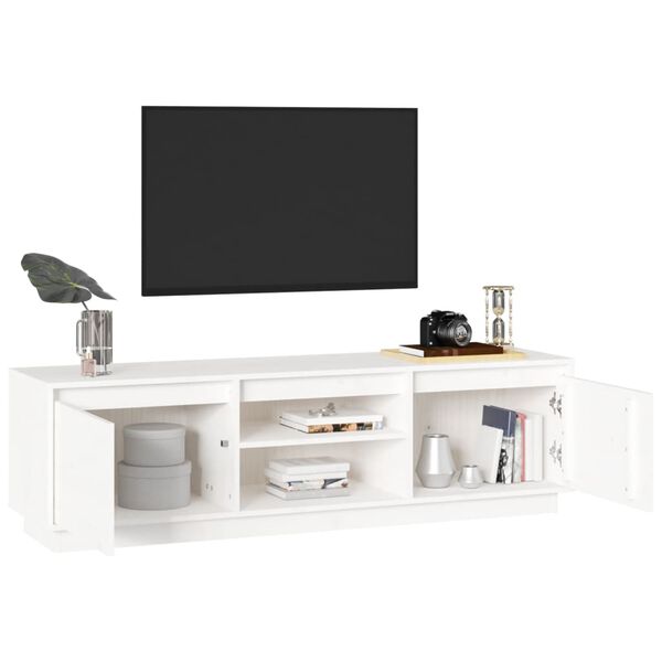 vidaXL M&oacute;vel de TV 140x35x40 cm madeira de pinho maci&ccedil;a branco