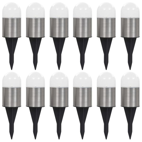 vidaXL Ilumina&ccedil;&atilde;o LED solar de solo 12 pcs branco