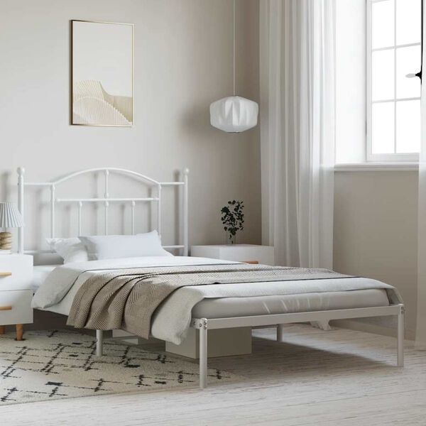 vidaXL Estrutura de cama com cabeceira 100x200 cm metal branco