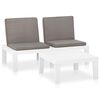 vidaXL 2 pcs conjunto lounge de jardim com almofad&otilde;es pl&aacute;stico branco