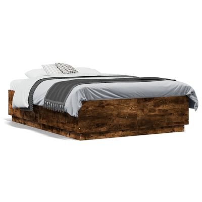 vidaXL Estrutura cama 120x190 cm derivados de madeira carvalho fumado
